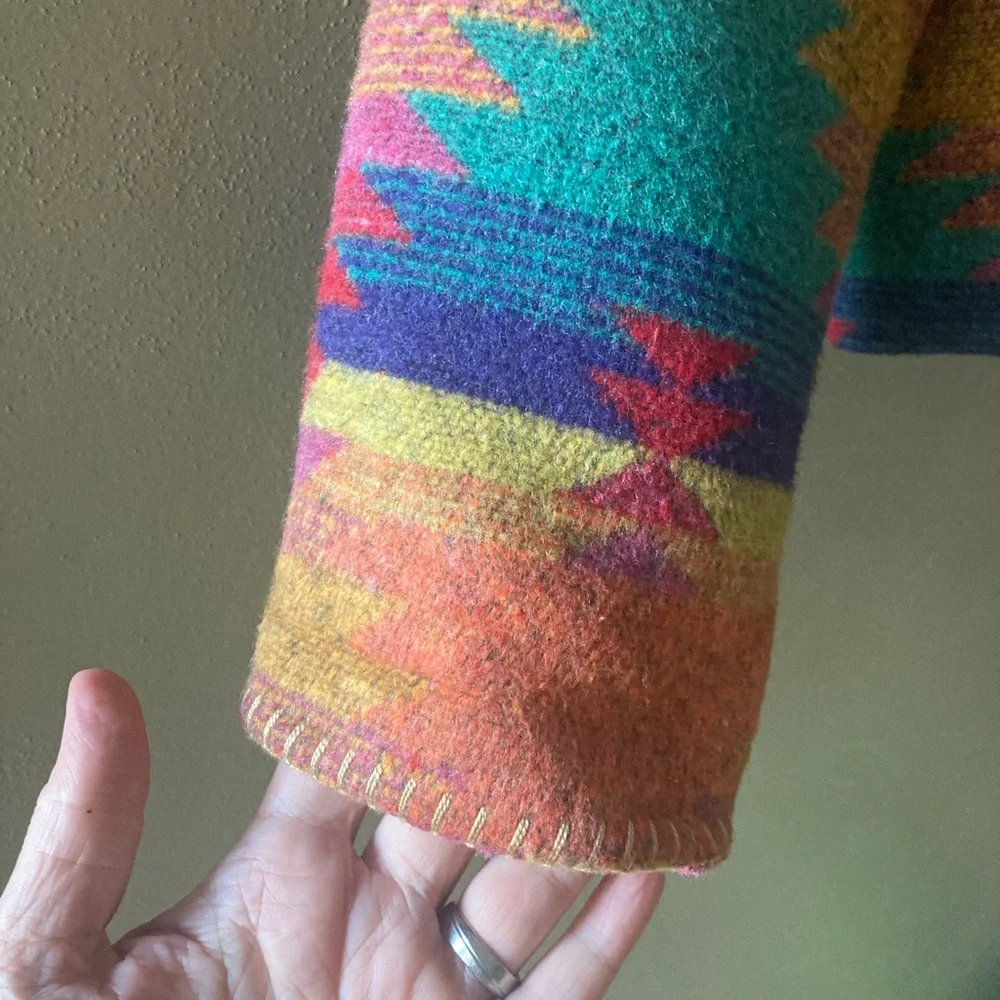 Vintage RHONDA STARK - Southwest Wool Blend Jacket Coat - Large - Picture 4 of 11